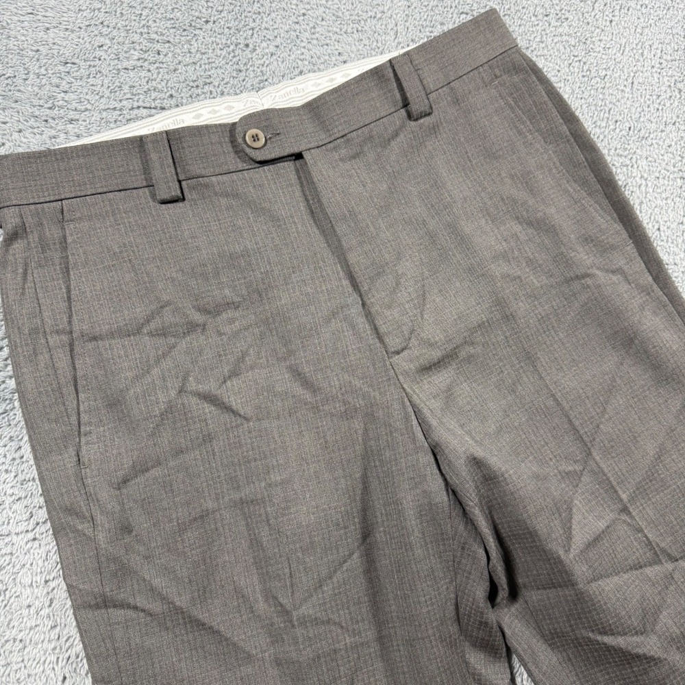 Zanella Micro‎ Check Plaid  100% Wool Dress Pants Made In Italy 34x30